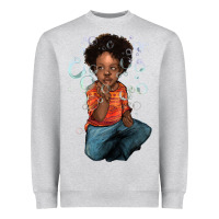 Heather Grey afro black boy Heavyweight Sweatshirt - NancyCooperArtShop