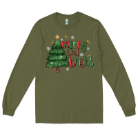 Army Green Merry And Bright Long Sleeve Tee - MaliasSmallBusiness