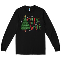Black Merry And Bright Long Sleeve Tee - MaliasSmallBusiness