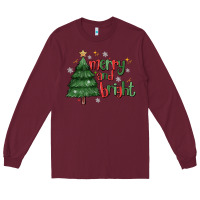 Burgundy Merry And Bright Long Sleeve Tee - MaliasSmallBusiness