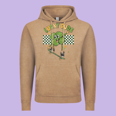 Lucky Dude Vintage Hoodie Designed By Maliassmallbusiness