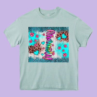 Mommy Leopard Turquoise Heavy Core Tee Designed By Jahusdesignshop