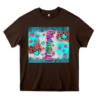 Chocolate Brown mommy leopard turquoise Heavy Core Tee - JahusDesignShop