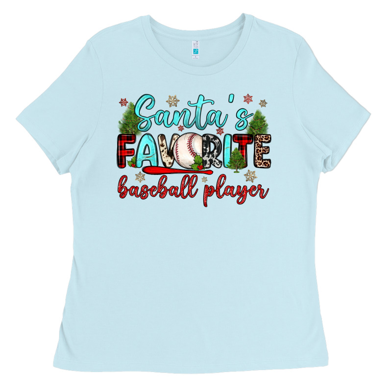 Santa S Favorite Baseball Player Ladies Tee by JahusDesignShop | Teevron