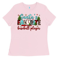 Bubblegum Pink santa s favorite baseball player Ladies Tee - JahusDesignShop