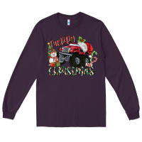 Plum Merry Christmas Monster Truck Long Sleeve Tee - MaliasSmallBusiness