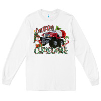 White Merry Christmas Monster Truck Long Sleeve Tee - MaliasSmallBusiness