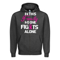 Charcoal Heather In This Family No One Fights Alone Cancer Survivor Zipper Hoodie - Bettercallsaul