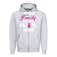 Heather Grey In This Family No One Fights Alone Cancer Survivor Zipper Hoodie - Bettercallsaul