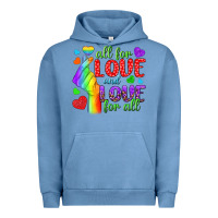 Pigment Pebble Blue Western All For Love And Love For All Urban Hoodie - BundleAndBundleShop