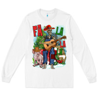 White Fa la la la skeleton farm Long Sleeve Tee - NancyCooperArtShop