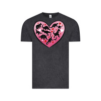Vintage Black dinosaur valentine heart Vintage Tee - MaliasSmallBusiness