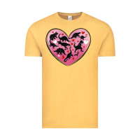 Vintage Mustard dinosaur valentine heart Vintage Tee - MaliasSmallBusiness