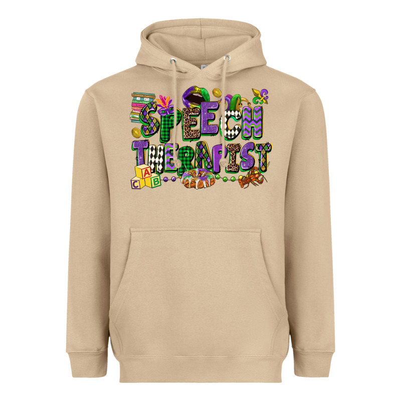 Speech Therapist Mardi Gras Cowgirl Heavyweight Hoodie by CowGirlArtShop | Teevron