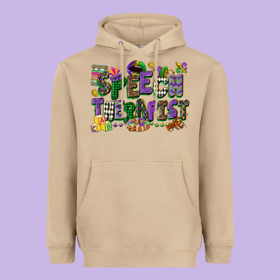 Speech Therapist Mardi Gras Cowgirl Heavyweight Hoodie Designed By Cowgirlartshop