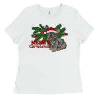 White merry christmas french bulldog Ladies Tee - RanaPortraitStore