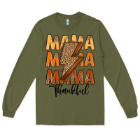 Army Green Thankful Mama Long Sleeve Tee - MaliasSmallBusiness