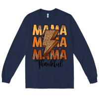Navy Thankful Mama Long Sleeve Tee - MaliasSmallBusiness