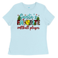 Baby Blue santa s favorite softball player Ladies Tee - JahusDesignShop