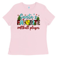 Santa S Favorite Softball Player Ladies Tee | Teevron