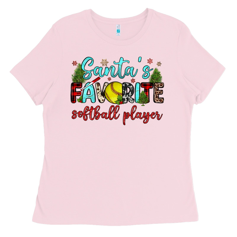 Santa S Favorite Softball Player Ladies Tee by JahusDesignShop | Teevron