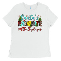 White santa s favorite softball player Ladies Tee - JahusDesignShop