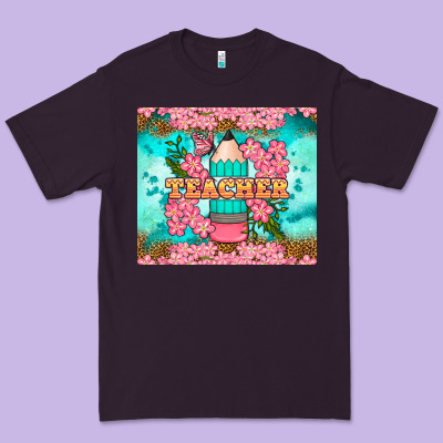 Teacher Floral Pencil Tumbler Premium Tee Designed By Bundleandbundleshop