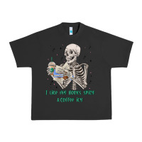 Pigment Black i like my books spicy and coffee icy Urban Heavy Tee - MaliasSmallBusiness