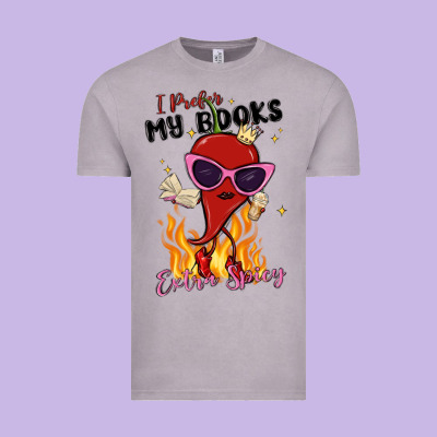 I Prefer My Books Extra Spicy Vintage Tee Designed By Maliassmallbusiness
