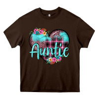 Chocolate Brown auntie leopard turquoise heart Heavy Core Tee - JahusDesignShop