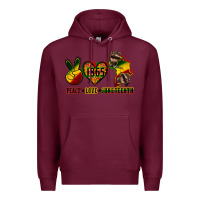 Burgundy peace love juneteenth Premium Hoodie - CowGirlArtShop