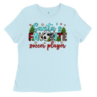 Baby Blue santa s favorite soccer player Ladies Tee - JahusDesignShop