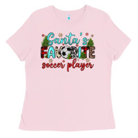 Bubblegum Pink santa s favorite soccer player Ladies Tee - JahusDesignShop