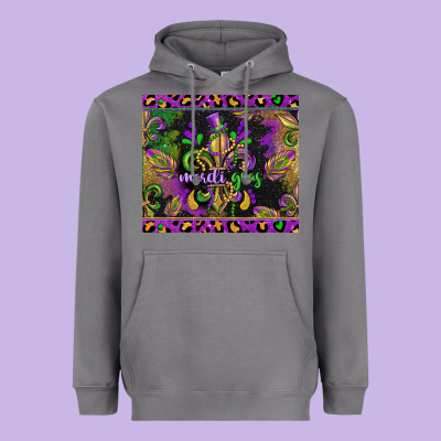 Mardi Gras Fleur De Lis Heavyweight Hoodie Designed By Cowgirlartshop