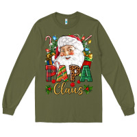 Army Green Papa Claus Christmas Long Sleeve Tee - NancyCooperArtShop