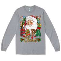 Heather Grey Papa Claus Christmas Long Sleeve Tee - NancyCooperArtShop