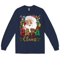Navy Papa Claus Christmas Long Sleeve Tee - NancyCooperArtShop