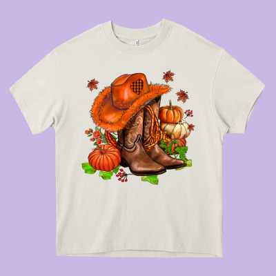 Fall Pumpkins  Cowgirl  And Roses Heavy Core Tee Designed By Adodesignshop