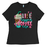 Black life happens coffee  helps Ladies Tee - AdoDesignShop