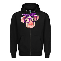 Black pig with bandana Zipper Hoodie - RanaPortraitStore