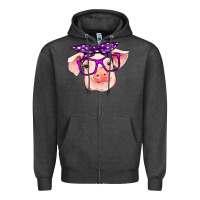 Charcoal Heather pig with bandana Zipper Hoodie - RanaPortraitStore