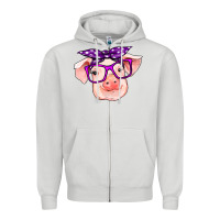 Dove Grey pig with bandana Zipper Hoodie - RanaPortraitStore