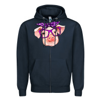 Navy pig with bandana Zipper Hoodie - RanaPortraitStore