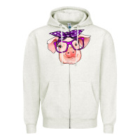 Pig With Bandana Zipper Hoodie | Teevron