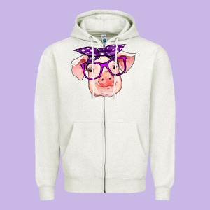Pig With Bandana Zipper Hoodie Designed By Ranaportraitstore