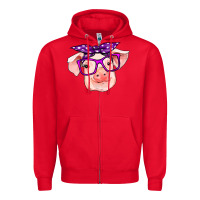 Red pig with bandana Zipper Hoodie - RanaPortraitStore
