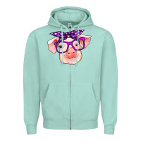 Seafoam pig with bandana Zipper Hoodie - RanaPortraitStore