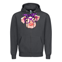 Smoke pig with bandana Zipper Hoodie - RanaPortraitStore