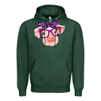 Sports Green pig with bandana Zipper Hoodie - RanaPortraitStore