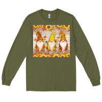 Army Green Thankful Gnomes Long Sleeve Tee - MaliasSmallBusiness